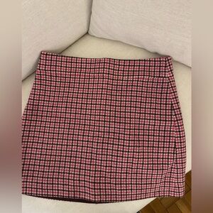 J. Crew Wool Blend Pink Houndstooth Mini Skirt